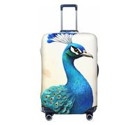 DDTKLSNV Travel Luggage Covers For Suitcase, Cartoon Blue Peacock Elastic Suitcase Protector Washable Anti-Scratch Suitcase Baggage Cover Luggage Protector Fits 18-32 Inch Luggage, Black, L