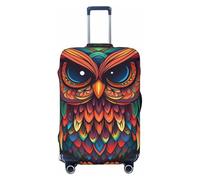 DDTKLSNV Travel Luggage Covers For Suitcase, Color Owl Pattern Elastic Suitcase Protector Washable Anti-Scratch Suitcase Baggage Cover Luggage Protector Fits 18-32 Inch Luggage, Black, L