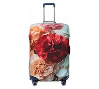 DDTKLSNV Travel Luggage Covers For Suitcase, Colorful Carnations Flowers Elastic Suitcase Protector Washable Anti-Scratch Suitcase Baggage Cover Luggage Protector Fits 18-32 Inch Luggage, Black, S