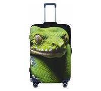 DDTKLSNV Travel Luggage Covers For Suitcase, Cute Green Tree Python Elastic Suitcase Protector Washable Anti-Scratch Suitcase Baggage Cover Luggage Protector Fits 18-32 Inch Luggage, Black, L