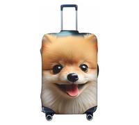 DDTKLSNV Travel Luggage Covers For Suitcase, Cute Little Pomeranian Elastic Suitcase Protector Washable Anti-Scratch Suitcase Baggage Cover Luggage Protector Fits 18-32 Inch Luggage, Black, XL