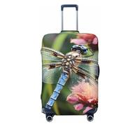 DDTKLSNV Travel Luggage Covers For Suitcase, Dragonfly Insects Flowers Elastic Suitcase Protector Washable Anti-Scratch Suitcase Baggage Cover Luggage Protector Fits 18-32 Inch Luggage, Black, L