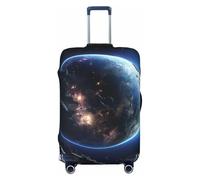 DDTKLSNV Travel Luggage Covers For Suitcase, Earth And Moon Elastic Suitcase Protector Washable Anti-Scratch Suitcase Baggage Cover Luggage Protector Fits 18-32 Inch Luggage, Black, M