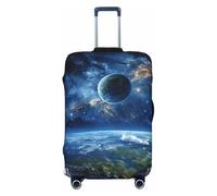 DDTKLSNV Travel Luggage Covers For Suitcase, Earth And Space Elastic Suitcase Protector Washable Anti-Scratch Suitcase Baggage Cover Luggage Protector Fits 18-32 Inch Luggage, Black, XL