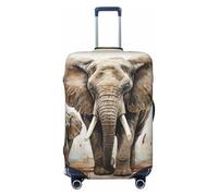 DDTKLSNV Travel Luggage Covers For Suitcase, Elephant Art On Wood Elastic Suitcase Protector Washable Anti-Scratch Suitcase Baggage Cover Luggage Protector Fits 18-32 Inch Luggage, Black, M