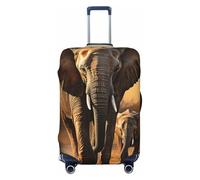 DDTKLSNV Travel Luggage Covers For Suitcase, Elephant Mom And Baby Elastic Suitcase Protector Washable Anti-Scratch Suitcase Baggage Cover Luggage Protector Fits 18-32 Inch Luggage, Black, S