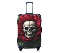 DDTKLSNV Travel Luggage Covers For Suitcase, Floral Skeleton Roses In Bloom Elastic Suitcase Protector Washable Anti-Scratch Suitcase Baggage Cover Luggage Protector Fits 18-32 Inch Luggage, Black, S
