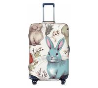 DDTKLSNV Travel Luggage Covers For Suitcase, Flowers Bunnies Birds Elastic Suitcase Protector Washable Anti-Scratch Suitcase Baggage Cover Luggage Protector Fits 18-32 Inch Luggage, Black, M