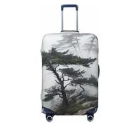 DDTKLSNV Travel Luggage Covers For Suitcase, Foggy Mountain Pine Tree Elastic Suitcase Protector Washable Anti-Scratch Suitcase Baggage Cover Luggage Protector Fits 18-32 Inch Luggage, Black, XL