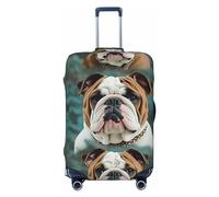 DDTKLSNV Travel Luggage Covers For Suitcase, Funny English Bulldog Elastic Suitcase Protector Washable Anti-Scratch Suitcase Baggage Cover Luggage Protector Fits 18-32 Inch Luggage, Black, S