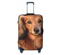 DDTKLSNV Travel Luggage Covers For Suitcase, Long Haired Dachshund Elastic Suitcase Protector Washable Anti-Scratch Suitcase Baggage Cover Luggage Protector Fits 18-32 Inch Luggage, Black, XL