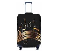 DDTKLSNV Travel Luggage Covers For Suitcase, Novel Music Note Elastic Suitcase Protector Washable Anti-Scratch Suitcase Baggage Cover Luggage Protector Fits 18-32 Inch Luggage, Black, M