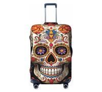 DDTKLSNV Travel Luggage Covers For Suitcase, Sugar Skulls Elastic Suitcase Protector Washable Anti-Scratch Suitcase Baggage Cover Luggage Protector Fits 18-32 Inch Luggage, Black, S