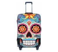 DDTKLSNV Travel Luggage Covers For Suitcase, Sugar Skulls Elastic Suitcase Protector Washable Anti-Scratch Suitcase Baggage Cover Luggage Protector Fits 18-32 Inch Luggage, Black, S
