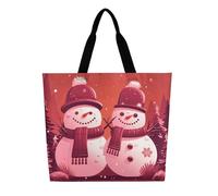 DDTKLSNV Two Snowmen Together Women Tote Bag Large Casual Shoulder Bag Reusable Grocery Bag Fasion Handbag for Office Shopping Travel