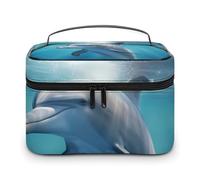 DDTKLSNV Winter The Dolphin Makeup Bag Portable Travel Cosmetic Bag Zipper Makeup Organizer Toiletry Bag for Women Ladies