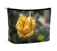 DDTKLSNV Women Makeup Bag for Purse, Waterproof Cosmetic Bags Growing Yellow Rose Makeup Pouch with Zipper Travel Toiletry Bag Organizer for Women Ladies