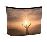 DDTKLSNV Women Makeup Bag for Purse, Waterproof Cosmetic Bags Man Raises His Arms Makeup Pouch with Zipper Travel Toiletry Bag Organizer for Women Ladies