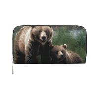 DDTKLSNV Women'S Wallet Pu Leather Zip Around Travel Wallet Card Holder A Mother And A Cub Bears Clucth Purse Gift For Women Ladies