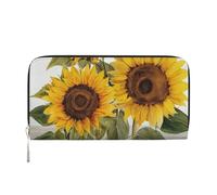DDTKLSNV Women'S Wallet Pu Leather Zip Around Travel Wallet Card Holder Alluring Sunflowers Summer Clucth Purse Gift For Women Ladies