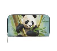DDTKLSNV Women'S Wallet Pu Leather Zip Around Travel Wallet Card Holder Bamboo With Panda Clucth Purse Gift For Women Ladies