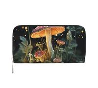 DDTKLSNV Women'S Wallet Pu Leather Zip Around Travel Wallet Card Holder Butterfly Mushroom Clucth Purse Gift For Women Ladies
