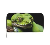 DDTKLSNV Women'S Wallet Pu Leather Zip Around Travel Wallet Card Holder Cute Green Tree Python Clucth Purse Gift For Women Ladies