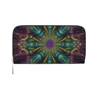 DDTKLSNV Women'S Wallet Pu Leather Zip Around Travel Wallet Card Holder Fractal Art Clucth Purse Gift For Women Ladies