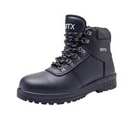 DDTX SBP Safety Work Boots for Men Genuine Leather Steel Toe Side Zipper Anti-Smash Anti-Puncture Ankle high Lace-up Black 10UK