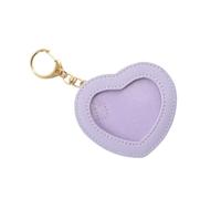 Ddujbtp Cute Heart Shape Badge Holder Keychain Anime Pin Pendant PU Leather Display Protector Bag for Students and Collectors