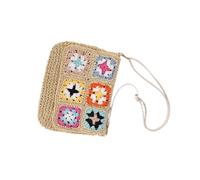 Ddujbtp Ethnic Vintage Woven Flap Crossbody Bag Beach Vacation Crochet Colorful Flower Shoulder Bag Purse with Adjustable Strap