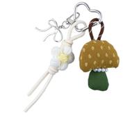 Ddujbtp Flowers Keychain Heart Keyring Backpack Handbag Pendant Creative Car Key Chain Cartoon Mushroom Bag Charm Decorations