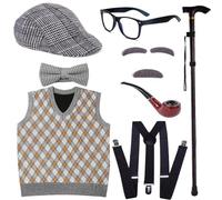 Ddujbtp Old Man Costume Cosplay Stage Props Adult 1920s Mens Professor Wigs Set School Story Telling Product Grandpa For Kids For Boys Grandma For Old