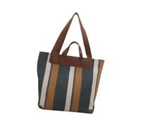 Ddujbtp Retro Multicolor Stripe Canvas Shoulder Bag for Women Large Capacity Underarm Purse Handbag with Faux Leather Handle