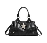 Ddujbtp Retro Punk Style Motorcycle Shoulder Bag for Women Fashionable and Stylish Handbag PU Leather Crossbody Bags Satchel