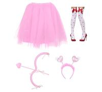 Ddujbtp Valentine Day Cupids Costume Bows Arrows Heart Headband Tutus Skirt Angell Fancy Dress Accessories For Halloween Party Valentines Cupids Costume Accessories