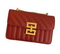 Ddujbtp Vintage Embossed Diamond Pattern Chain Shoulder Bag for Women PU Leather Crossbody Purse with Adjustable Strap