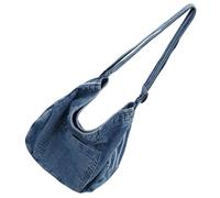 Ddujbtp Vintage Washed Denims Shoulder Bag for Women Men Large Capacity Jean Shoulder Messenger Handbag with Adjustable Strap