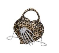 Ddujbtp Women Heart Shaped Crossbody Bag Retro Leopard Handbag Lovely Messenger Bag PU Leather Shoulder Bag Shopping Dating Bag