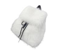 Ddujbtp Women's Elegant Plush Furry Backpack Solid Color Fuzzy Drawstring Small Shoulder Bag with Flip Covers for Winter Comfort