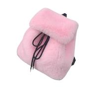 Ddujbtp Women's Elegant Plush Furry Backpack Solid Color Fuzzy Drawstring Small Shoulder Bag with Flip Covers for Winter Comfort