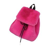 Ddujbtp Women's Elegant Plush Furry Backpack Solid Color Fuzzy Drawstring Small Shoulder Bag with Flip Covers for Winter Comfort