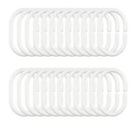 DDUP 24 Pack Never Rust Plastic Shower Curtain Rings, Silent Glide C-Shape Hooks, Easy Snap-On Installation for Bathroom Rods, Rust-Proof & Durable (White/24 Pack)