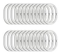 DDUP 24 Pack Never Rust Plastic Shower Curtain Rings, Silent Glide C-Shape Hooks, Easy Snap-On Installation for Bathroom Rods, Rust-Proof & Durable (Clear/24 Pack)