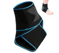 DDUP Ankle Support 1 Pack, Adjustable Breathable Ankle Brace for Sports Protect, Elastic Nylon Compression Wrap Strap for Sprained Ankle, Achilles Tendon, Running,One Size for Men Women(Blue)