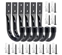 DDUP Garage Hooks, 6 Pcs Garage Storage Heavy Duty J Hooks,Ladder Storage for Hanging, Wall Mounted Hanger Brackets forWall Bike Chair Garden Hose Garden Tool (Black)