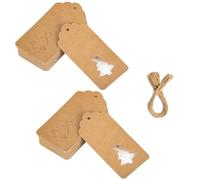 DDUP Gift Tags,50 Pieces Blank Brown Paper Tags with String,9cm*4.5 cm Large Gift Labels for Wedding Favors, Presents, Arts Crafts,Wrapping Paper, Holiday (Tree)
