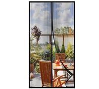 DDUP Magnetic Screen Door,Heavy Duty Self-Sealing Fly Mesh,with Powerful Magnets & Full Frame Magic Tape No Gap,Lets Fresh Air in (with Stay Open Buckles,Black) (W80*L200CM)