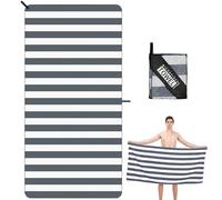 DDUP Microfibre Beach Towel, 160x80cm Extra Large Sand Free Beach Towels for Adults,Soft and Lightweight Travel Towel,Double Sided Quick Dry Super Absorbent with Mesh Bag for Swimming Yoga Gym(Blue)