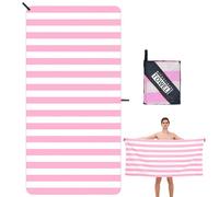 DDUP Microfibre Beach Towel, 160x80cm Extra Large Sand Free Beach Towels for Adults,Soft and Lightweight Travel Towel,Double Sided Quick Dry Super Absorbent with Mesh Bag for Swimming Yoga Gym(Pink)